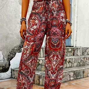 SOLD!!!!!!!!!!!!!Smocked waist paisley Print Boho joggers
